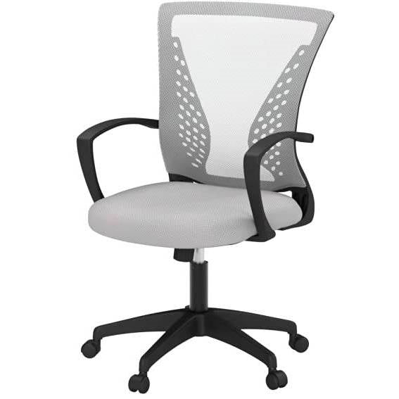 Gray Modern Mid-Back Ergonomic Mesh Office Desk Chair with Armrest on Wheels