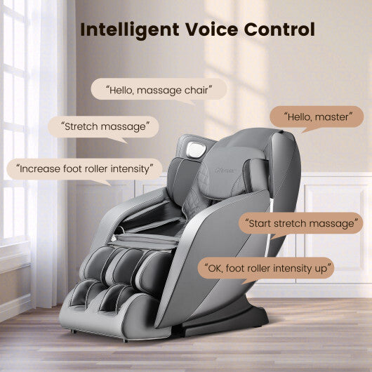 Full Body Zero Gravity Massage Chair with SL Track Airbags Heating-Gray - Color: Gray