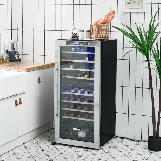 43 Bottle Wine Cooler Refrigerator Dual Zone Temperature Control with 8 Shelves-Black - Color: Black