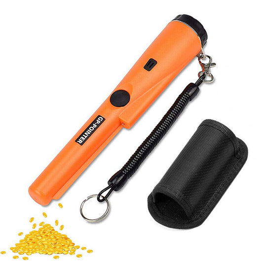 Portable Metal Detector Waterproof Dustproof High Sensitive 360 Degree Pointer Probe with Protective Sleeve Orange