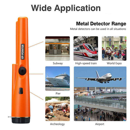 Portable Metal Detector Waterproof Dustproof High Sensitive 360 Degree Pointer Probe with Protective Sleeve Orange