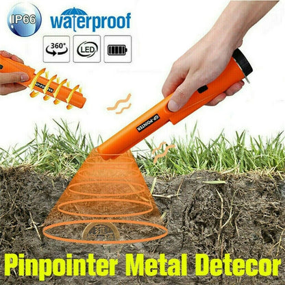 Portable Metal Detector Waterproof Dustproof High Sensitive 360 Degree Pointer Probe with Protective Sleeve Orange