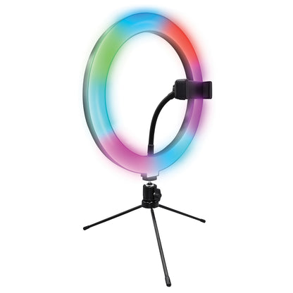 Supersonic SC-1230RGB PRO Live Stream 10-Inch LED Selfie RGB Ring Light with Tabletop Stand