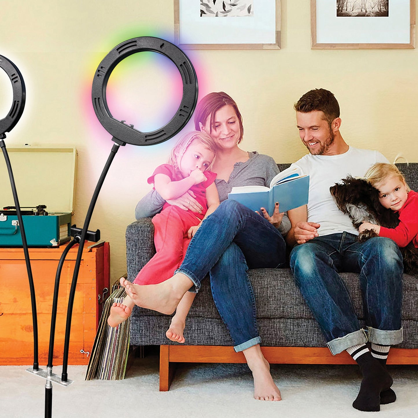 Supersonic SC-2710SR PRO Live Stream Double 8-Inch LED Selfie RGB Ring Light with Tripod Stand