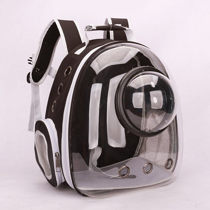 Color: Blue, style: Transparent black circle - Space Capsule Pet Out Bag Portable Backpack Breathable Cat Bag Dog Outdoor Product