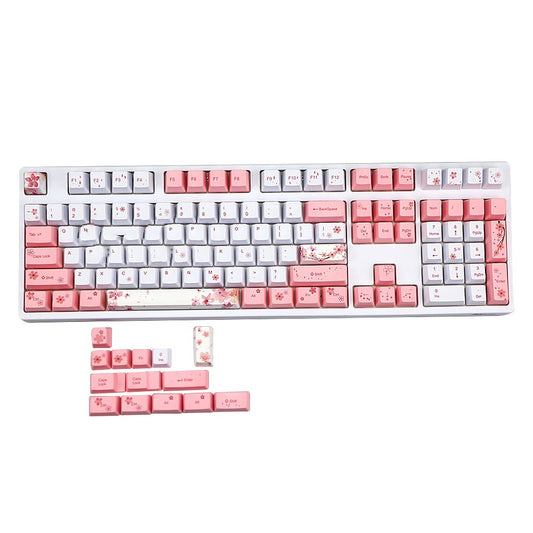 Color: Pink, Size: 122key - Sakura Keycap Key OEM Height Five-sided Sublimation Keycap