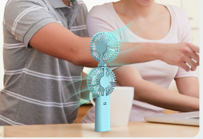 Color: Blue, power: USB-3000Milliampere, capacity:  - New Portable Handheld Fan Office Desktop Student Multifunctional Silent Hanging Neck Folding Small Electric Fan