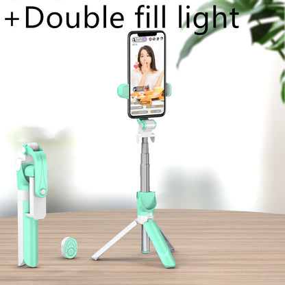 Color: Green mini flash - Selfie stick mobile phone live support