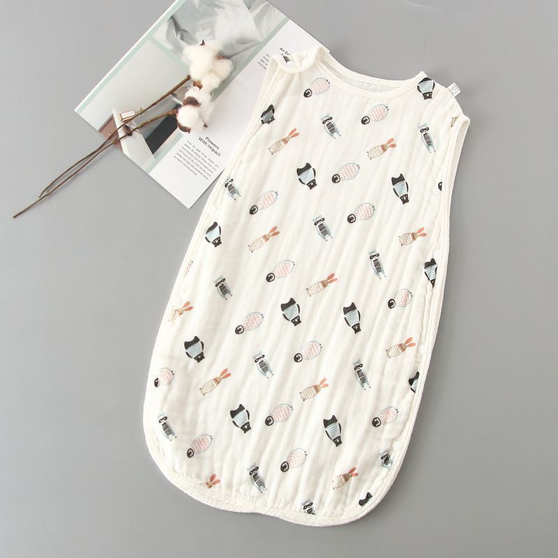 Color: Bear, Size: M - Baby Summer Air-conditioned Room Sleeping Bag Cotton Gauze Sleeveless Vest