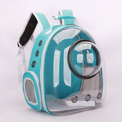 Color: Blue, style: Transparent black circle - Space Capsule Pet Out Bag Portable Backpack Breathable Cat Bag Dog Outdoor Product