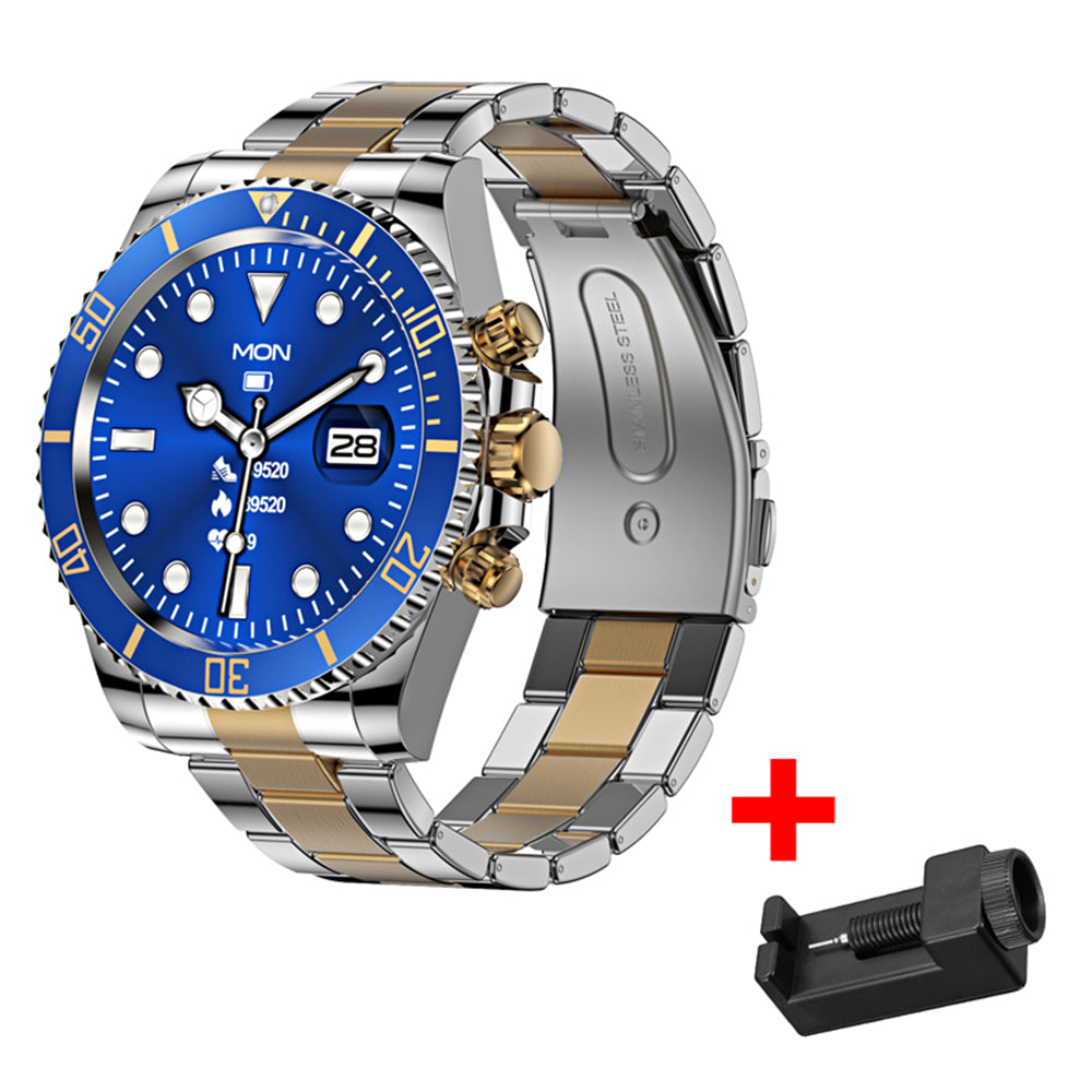 Color: Blue gold - Smartwatch Bluetooth Heart Rate And Blood Pressure Detection Smartwatch