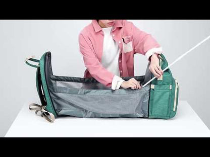 Portable Folding Crib Mummy Bag-Color: Green with hook