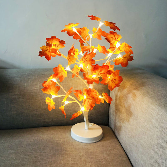 Wattage: Customize,Base Type: Customize - 24LED Maple Leaf Potted Table Lamp Home Bedroom Night Light Maple Leaf Decoration Decoration Light String